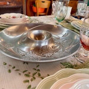 Vintage Lenox Butterfly Meadow Silver Plated Floral Chip-and-Dip Serveware